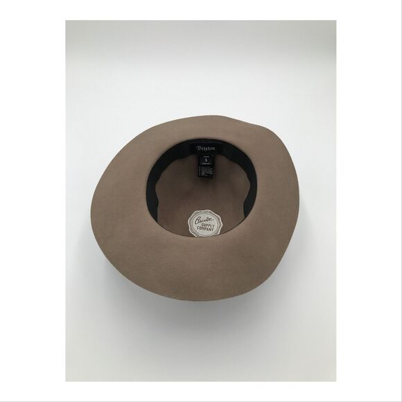 Brixton Womens Dalila Wool Felt Hat Small 7 56cm Beige Fedora Ribbon Floppy Brim - Picture 9 of 10